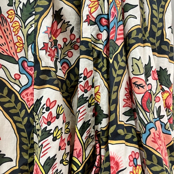 RHODE Molly Mushroom Pink and Green Floral Puff Sleeve Lace up Back Mini Dress S - Picture 11 of 12